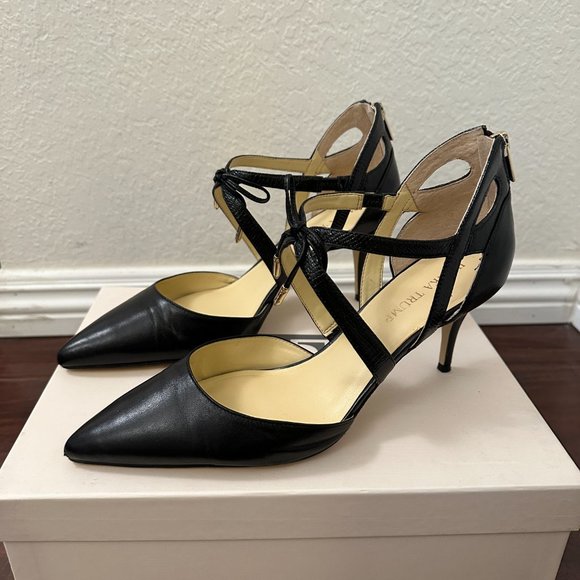 Ivanka Trump Tenice Pointy Toe Pumps (Black Leather) - Picture 9 of 10